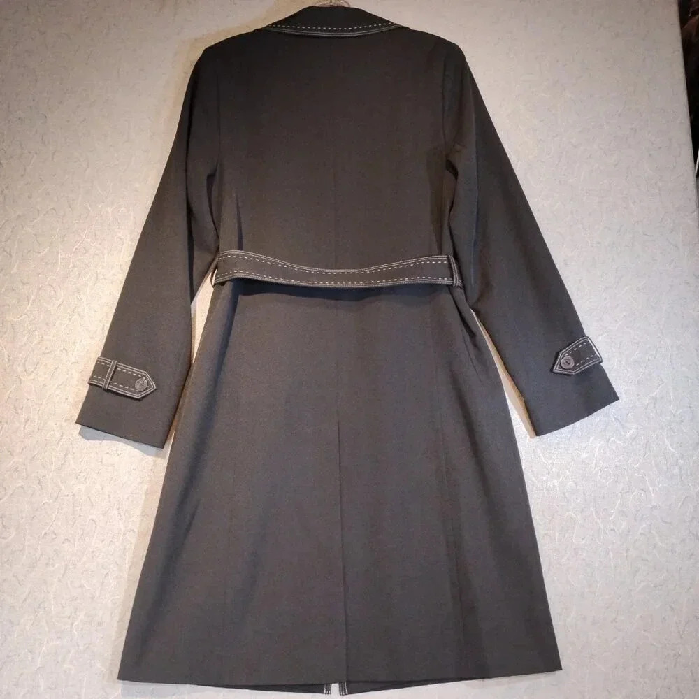 Novelti Adorable Junior NWOT Women's Black Full  Length Trench Coat in Size 7/8 - Picture 5 of 12